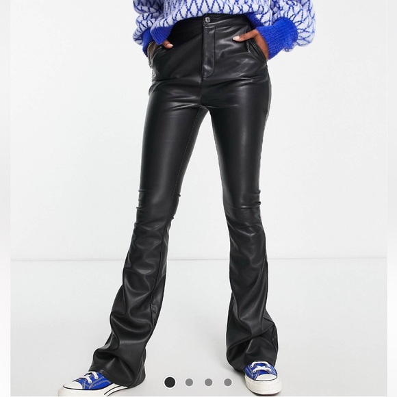 ASOS Pants - ASOS Design tall faux leather high waist flare pants